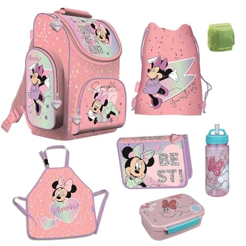 Familando Minnie Maus Schulranzen-Set 7-TLG. Federmappe Mal- / Bastelschürze und Regenschutz rosa Minni Mouse Familando Minnie Maus Schulranzen-Set 7-TLG. Federmappe Mal- / Bastelschürze und Regenschutz rosa Minni Mouse von Familando