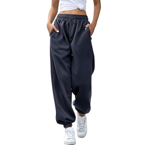 Angebote, Jogginghose Damen Baggy High Waist Sportshose Lang Weites Bein Trainingshose Locker Sweatpants Fitness Sport Yoga Hosen Laufhosen Freizeithose Frauen Sweathose mit Taschen von Famzuneu