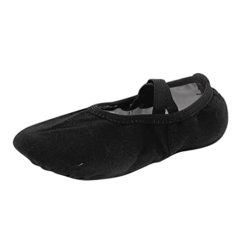 Ballettschuhe Kinder mädchen schwarz, Ballettschuhe Mädchen Tanzschuhe Ballerinas Ballettschläppchen Turnschläppchen Gymnastikschuhe Tanzschläppchen Segeltuch mit Ledersohle für Kinder von Famzuneu