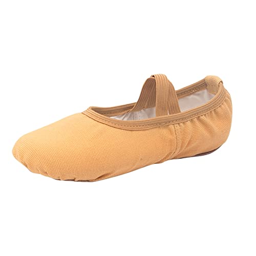 Ballettschuhe mädchen, Ballettschuhe Mädchen Tanzschuhe Ballerinas Ballettschläppchen Turnschläppchen Gymnastikschuhe Tanzschläppchen Segeltuch mit Ledersohle für Kinder von Famzuneu