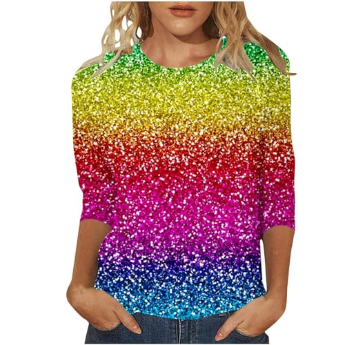 Damen Pullover elegant mit Glitzer, Glitzer Bedruckt Oberteile Damen 3/4 arm Pailletten Drucken Shirt Festlich Elegant Große Größen Blusen Silvester Outfit Rundhals Pullover Party Festliche Top Damen Pullover elegant mit Glitzer, Glitzer Bedruckt Oberteile Damen 3/4 arm Pailletten Drucken Shirt Festlich Elegant Große Größen Blusen Silvester Outfit Rundhals Pullover Party Festliche Top von Famzuneu