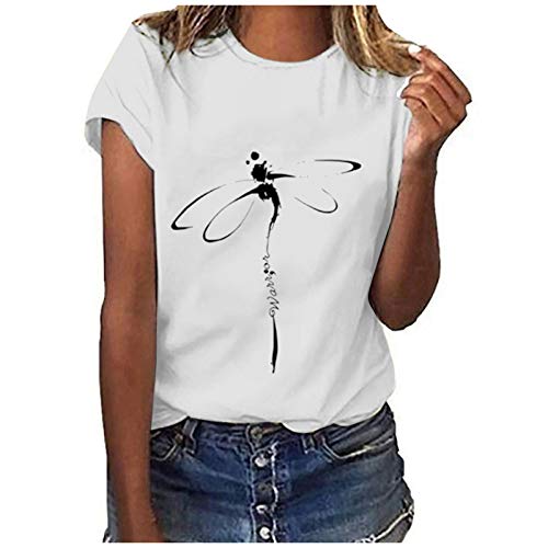 Damen Tshirt Baumwolle, Sommer Tshirt Damen Weiss T Shirt mit Aufdruck Kurzarm Baumwolle T-Shirts Rundhals Basic Oberteile Casual Tee Shirts Teenager Mädchen Locker Bluse Drucken Sportshirt Damen Tshirt Baumwolle, Sommer Tshirt Damen Weiss T Shirt mit Aufdruck Kurzarm Baumwolle T-Shirts Rundhals Basic Oberteile Casual Tee Shirts Teenager Mädchen Locker Bluse Drucken Sportshirt von Famzuneu