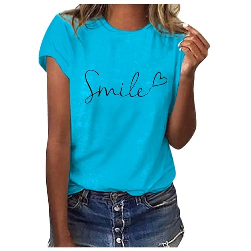 Damen t Shirt, Sommer Tshirt Damen Weiss T Shirt mit Aufdruck Kurzarm Baumwolle T-Shirts Rundhals Basic Oberteile Casual Tee Shirts Teenager Mädchen Locker Bluse Drucken Sportshirt Damen t Shirt, Sommer Tshirt Damen Weiss T Shirt mit Aufdruck Kurzarm Baumwolle T-Shirts Rundhals Basic Oberteile Casual Tee Shirts Teenager Mädchen Locker Bluse Drucken Sportshirt von Famzuneu
