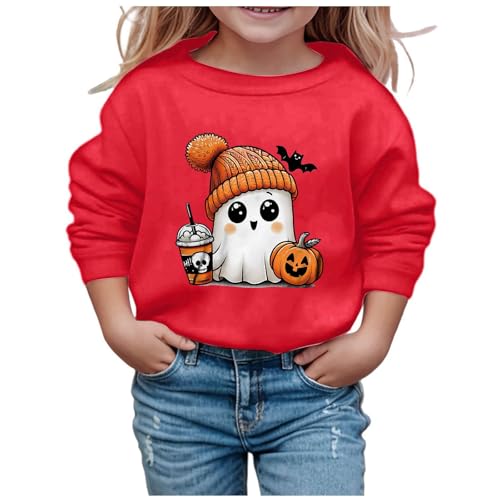 Damenbekleidung Sommer Sale, Halloween Sweatshirt Jungen Mädchen Kürbisse und Geister Drucken Langarm Rundhals Ohne Kapuze Pullover Karneval Festival Festlich Kostüm Kinder Streetwear Kleidung von Famzuneu