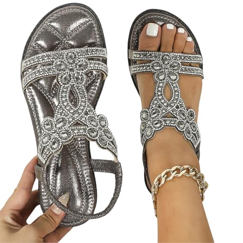 Damenschuhe übergröße 44, Glitzer Sandalen Damen Sommer Elegant Flach Strass Schuhe Mädchen Sommerschuhe Frauen Bequem Weichen Sohlen Damensandalen Gummiband Slingback Sandaletten Strandschuhe 40 Damenschuhe übergröße 44, Glitzer Sandalen Damen Sommer Elegant Flach Strass Schuhe Mädchen Sommerschuhe Frauen Bequem Weichen Sohlen Damensandalen Gummiband Slingback Sandaletten Strandschuhe 40 von Famzuneu
