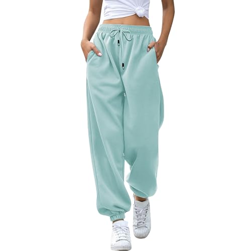 der Discounter 4, Jogginghose Damen Baggy High Waist Sportshose Lang Weites Bein Trainingshose Locker Sweatpants Fitness Sport Yoga Hosen Laufhosen Freizeithose Frauen Sweathose mit Taschen von Famzuneu