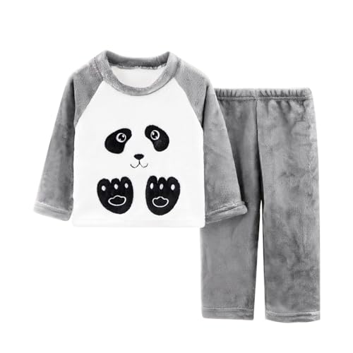 Fleece Schlafanzug Kinder, Winter Schlafanzug Kinder Jungen Mädchen Fleece Pyjama Set Lang Schlafanzüge Warme Kleinkind Langarm Hausanzug Flauschig Nachtwäsche Pjs Flanell Oberteile und Hosen von Famzuneu