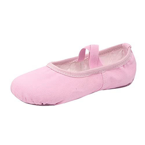 Gymnastikschuhe mädchen gr 30, Ballettschuhe Mädchen Tanzschuhe Ballerinas Ballettschläppchen Turnschläppchen Gymnastikschuhe Tanzschläppchen Segeltuch mit Ledersohle für Kinder von Famzuneu