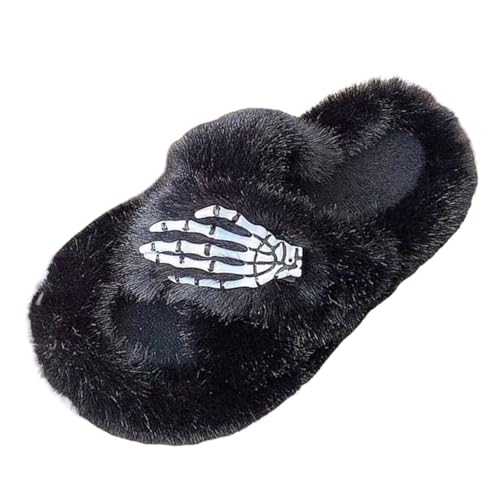 Halloween Damen Hausschuhe Winter Baumwolle Leichte Slippers Damen-Hausschuhe Teenager Mädchen Plüsch Weiche Hausschlappen Hausschuh Niedliche Cartoon Filzpantoffeln Kunstwolle Pantoffeln von Famzuneu