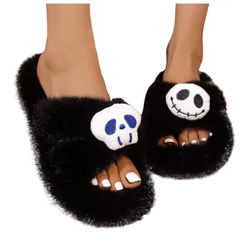 Halloween Hausschuhe Damen Filz Drinnen und Draussen Weiche Slippers Hausschuh Herren Warme Flauschige Damen-Hausschuhe Winter rutschfest Filzpantoffeln Pantoffeln Hausschlappen von Famzuneu