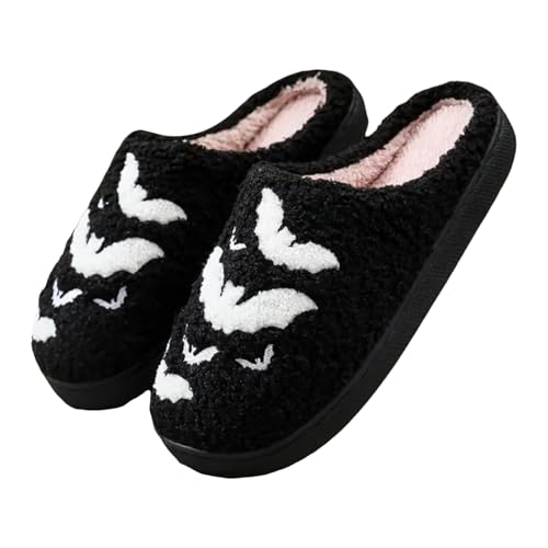 Halloween Pantoffeln Damen Filz Warme Bequeme Slippers Hausschuhe Herren Drinnen und Draussen Kunstwolle Hausschlappen Damen-Hausschuhe Flauschige Leichte Filzpantoffeln Winter Hausschuh von Famzuneu