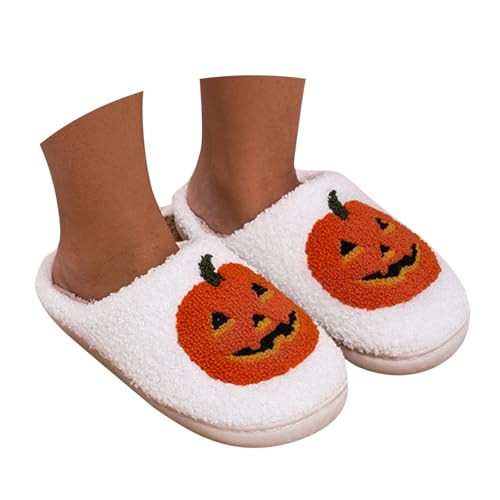 Halloween Pantoffeln Damen Winter Hausschuhe Flauschige Warme Slippers Herren Bequeme Weiche Filzpantoffeln Hausschlappen Kunstwolle Filz Damen-Hausschuhe Drinnen und Draussen Hausschuh von Famzuneu