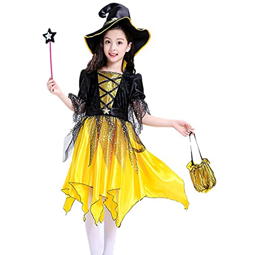 Halloween kostüm Kinder Hexe, Halloween Kostüm Kinder Mädchen Halloween Party Prinzessin Kleid Tutu Kleid Geist Vampir Prinzessin Kostüm Festlicheskleid Verkleidung Fasching Partykostüm von Famzuneu