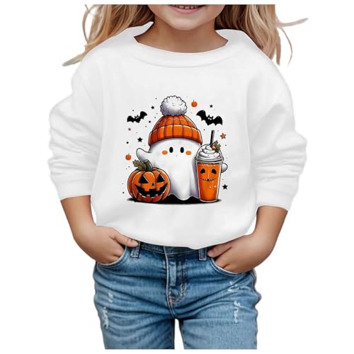 Halloween kostüm gr 98 Junge, Halloween Sweatshirt Jungen Mädchen Kürbisse und Geister Drucken Langarm Rundhals Ohne Kapuze Pullover Karneval Festival Festlich Kostüm Kinder Streetwear Kleidung von Famzuneu