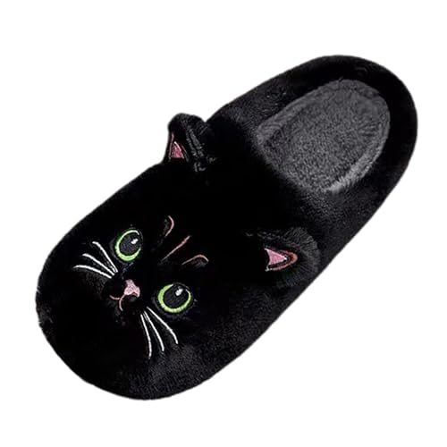 Hausschuhe Damen Winter Herren Baumwolle Katze Pantoffeln Warme Plüsch Filzpantoffeln Unisex Weiche Bequeme rutschfeste Cozy Slippers von Famzuneu