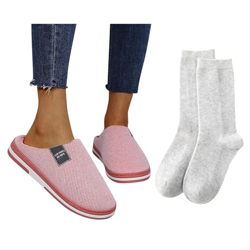 Hausschuhe Wollsocken Damen Winter Plüsch Pantoffeln Herren Warm Filzpantoffeln Mittelhohe Socken Frauen Bequeme Filz Slippers Unisex von Famzuneu