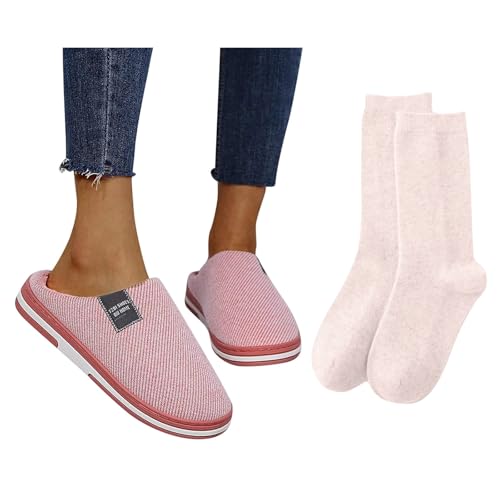 Hausschuhe Wollsocken Damen Winter Plüsch Pantoffeln Herren Warm Filzpantoffeln Mittelhohe Socken Frauen Bequeme Filz Slippers Unisex von Famzuneu