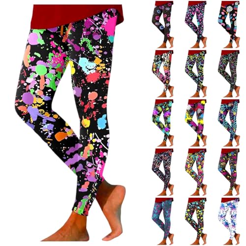Leggings Damen neon gelb, 80er Jahre Outfit Damen Leggings, Neon Bunte Leggings Yoga Sporthose Glitzer Muster Leggins Aerobic Outfit 80er Yogahose Sport Gym Strumpfhosen für Party Karneval Leggings Damen neon gelb, 80er Jahre Outfit Damen Leggings, Neon Bunte Leggings Yoga Sporthose Glitzer Muster Leggins Aerobic Outfit 80er Yogahose Sport Gym Strumpfhosen für Party Karneval von Famzuneu