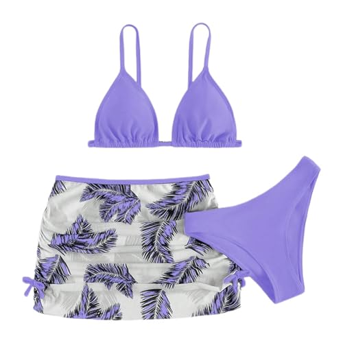 Mein konto Mädchen Bikini Set 3er Sommer Badeanzüge für Mädchen Bikini Top mit Triangel Bikinihose und Rock Sommer Strand Badeanzug Surfen Badebekleidung Hawaii Schwimmanzug von Famzuneu