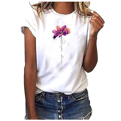 Oversize t Shirt Damen, Sommer Tshirt Damen Weiss T Shirt mit Aufdruck Kurzarm Baumwolle T-Shirts Rundhals Basic Oberteile Casual Tee Shirts Teenager Mädchen Locker Bluse Drucken Sportshirt Oversize t Shirt Damen, Sommer Tshirt Damen Weiss T Shirt mit Aufdruck Kurzarm Baumwolle T-Shirts Rundhals Basic Oberteile Casual Tee Shirts Teenager Mädchen Locker Bluse Drucken Sportshirt von Famzuneu