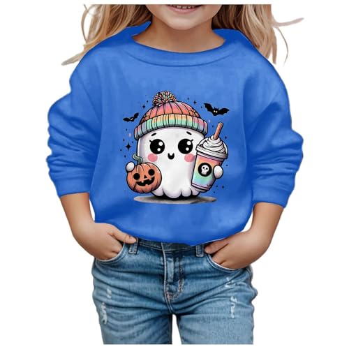 Pullover mädchen 164, Halloween Sweatshirt Jungen Mädchen Kürbisse und Geister Drucken Langarm Rundhals Ohne Kapuze Pullover Karneval Festival Festlich Kostüm Kinder Streetwear Kleidung von Famzuneu