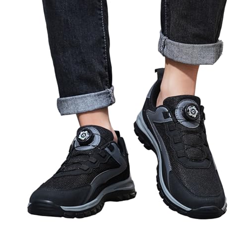 Retourenware, Laufschuhe Herren 43 Sportschuhe mit Drehknopf Schlupfschuhe Damen Slip-On Sneakers Leichte Atmungsaktiv Mesh Freizeitschuhe Walkingschuhe Outdoor Unisex Bequem Schwarz Turnschuhe von Famzuneu