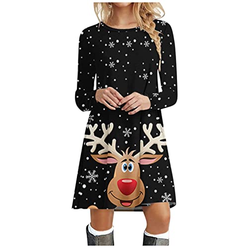 Rockabilly Kleider Damen schwarz weiß, Weihnachtskleider Langarm Damen Grün Cocktaikleid Festlich Sexy Abendkleid Weihnachtskleid Lustig Partykleid Weihnachten Kleid Rockabilly Christmas Dress von Famzuneu