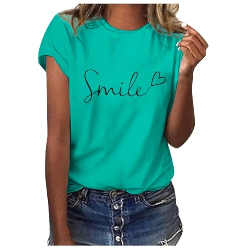 Shirts Damen, Sommer Tshirt Damen Weiss T Shirt mit Aufdruck Kurzarm Baumwolle T-Shirts Rundhals Basic Oberteile Casual Tee Shirts Teenager Mädchen Locker Bluse Drucken Sportshirt Shirts Damen, Sommer Tshirt Damen Weiss T Shirt mit Aufdruck Kurzarm Baumwolle T-Shirts Rundhals Basic Oberteile Casual Tee Shirts Teenager Mädchen Locker Bluse Drucken Sportshirt von Famzuneu
