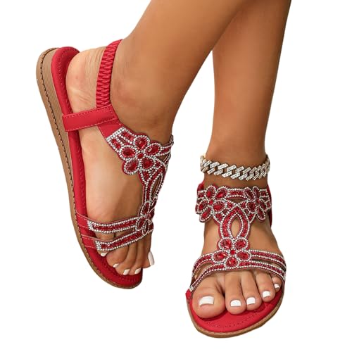 Sommerschuhe Damen bequem atmungsaktiv, Glitzer Sandalen Damen Sommer Elegant Flach Strass Schuhe Mädchen Sommerschuhe Frauen Bequem Weichen Sohlen Damensandalen Gummiband Slingback Sandaletten 41 Sommerschuhe Damen bequem atmungsaktiv, Glitzer Sandalen Damen Sommer Elegant Flach Strass Schuhe Mädchen Sommerschuhe Frauen Bequem Weichen Sohlen Damensandalen Gummiband Slingback Sandaletten 41 von Famzuneu