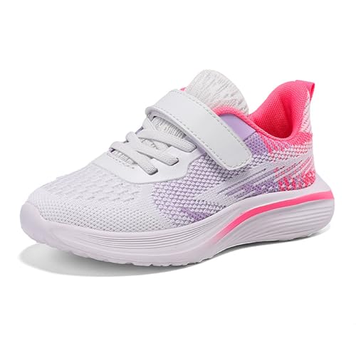 Sportschuhe Kinder helle Sohle, Sportschuhe Kinder Jungen Mädchen Hallenschuhe Turnschuhe Leicht Mesh Kinderschuhe Atmungsaktiv Laufschuhe Dicker Boden rutschfest Klettverschluss Sneaker von Famzuneu