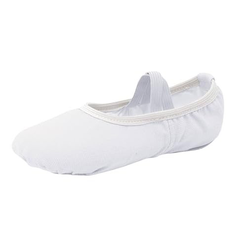 Tanzschuhe mädchen, Ballettschuhe Mädchen Tanzschuhe Ballerinas Ballettschläppchen Turnschläppchen Gymnastikschuhe Tanzschläppchen Segeltuch mit Ledersohle für Kinder von Famzuneu