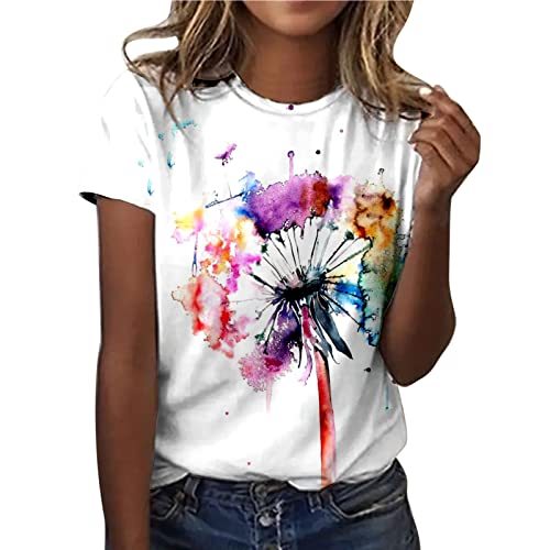 Tshirt Damen Weiss Rundhals, Sommer Tshirt Damen Weiss T Shirt mit Aufdruck Kurzarm Baumwolle T-Shirts Rundhals Basic Oberteile Casual Tee Shirts Teenager Mädchen Locker Bluse Drucken Sportshirt Tshirt Damen Weiss Rundhals, Sommer Tshirt Damen Weiss T Shirt mit Aufdruck Kurzarm Baumwolle T-Shirts Rundhals Basic Oberteile Casual Tee Shirts Teenager Mädchen Locker Bluse Drucken Sportshirt von Famzuneu