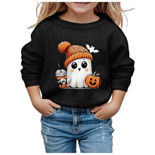 bestellungen, Halloween Sweatshirt Jungen Mädchen Kürbisse und Geister Drucken Langarm Rundhals Ohne Kapuze Pullover Karneval Festival Festlich Kostüm Kinder Streetwear Kleidung von Famzuneu