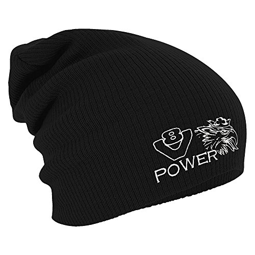 Fan-O-Menal Textilien Longbeanie Slouch-Beanie Wintermütze V8 Power Adler 54888 Farbe schwarz von Fan-O-Menal Textilien