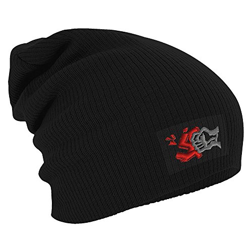 Fan-O-Menal Textilien Longbeanie Slouch-Beanie Wintermütze gegen Nazis 55150 Farbe schwarz von Fan-O-Menal Textilien