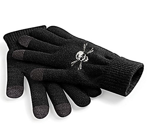 Fan-O-Menal Touch-Handschuhe mit Einstickung - Totenkopf Skull - 31652/2 schwarz Gr. S-XL Größe L/XL von Fan-O-Menal