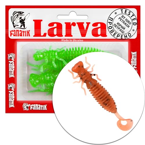 FANATIK Larva LUX 1.6" 2" 2.5" 3.0" 3.5" 4-9cm Gummiköder mit Aroma Gummifisch Fanatic Jig Soft Bait Lure Kunstköder Angeln Köder Gummishad Twister Baits Lures Softbait (023, 2.50) von FANATIK