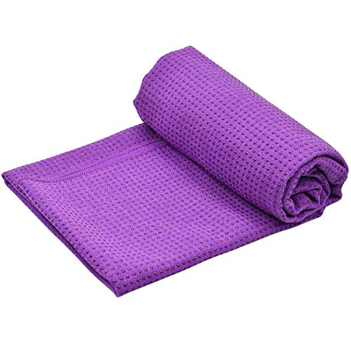 Fangehong Yogamattenauflage rutschfest mit Noppen für Pilates, Yogamatten Handtücher Groß mit Tasche für Bikram, Travel von Fangehong