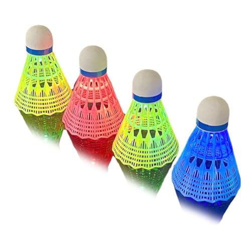 Fangxuee 4 Stück Leuchtende Badmintonbälle LED Schaumkunststoff Sport Badminton Leuchtende Federbälle Badminton Set Mehrfarbig von Fangxuee