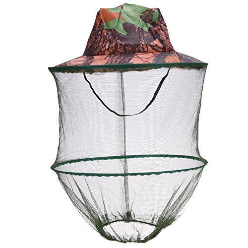 Fangxuee Camouflage Fishing Hut Bienen halten Insekten Moskitonetz Praevention Cap Mesh Fishing Cap Outdoor Sonnenschirm Lone Neck Cover von Fangxuee