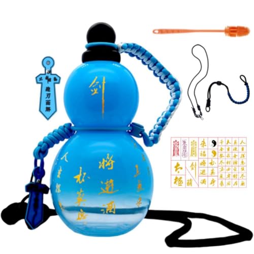 Fangxuee Chinesische Retro-Inspirierte Kürbis-Wasserflasche 800ML Kürbis-Wasserflasche Kürbis-Sportflasche Große Kapazität Wasserflasche Gradientenblau von Fangxuee