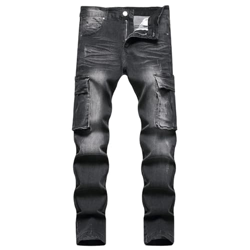 Fanlageter Jeans Herren Hose Jeanshose Herren Jeans Casual Slim Hose Schwarz Grau Hose 34 Schwarz von Fanlageter