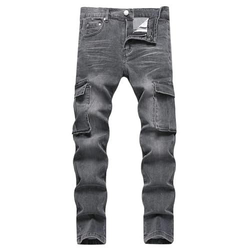 Fanlageter Jeans Herren Hose Jeanshose Herren Jeans Casual Slim Hose Schwarz Grau Hose 42 Grau von Fanlageter