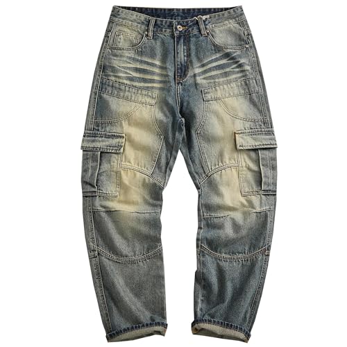 Fanlageter Jeans Herren Hose Jeanshose Herren Jeans Lockere Gerade Lange Hose 36 Blau von Fanlageter