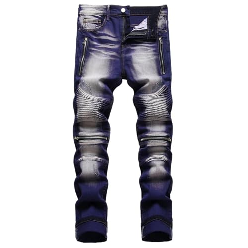 Fanlageter Jeans Herren Hose Jeanshose Herren Jeans Patchwork Hose Slim Hose 40 Lila von Fanlageter