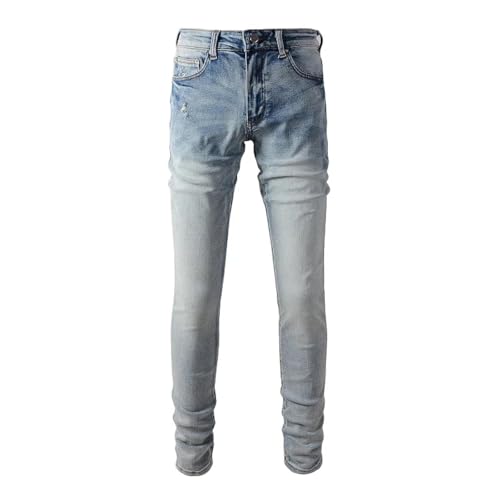 Fanlageter Jeans Herren Hose Jeanshose Herren Jeanshose, Hellblau, Zerrissene Jeanshose, 29 Blau von Fanlageter