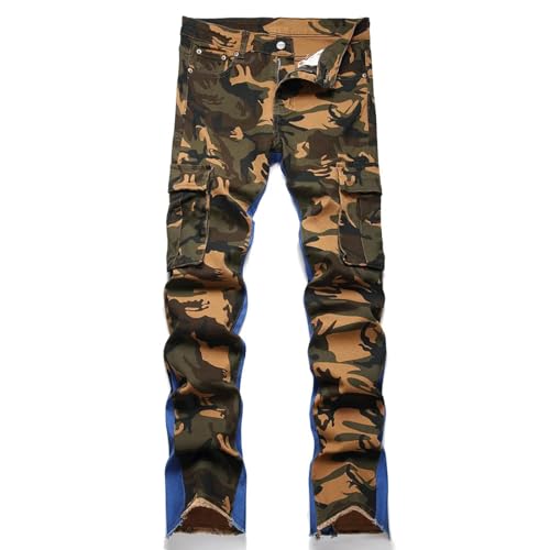 Fanlageter Jeans Herren Hose Jeanshose Herren Jeanshose Mit Print, Größe 33, Multi von Fanlageter