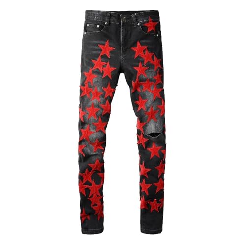 Fanlageter Jeans Herren Hose Jeanshose Herren Jeanshose Mit Rissen In Rot 33 Schwarz Fanlageter Jeans Herren Hose Jeanshose Herren Jeanshose Mit Rissen In Rot 33 Schwarz von Fanlageter