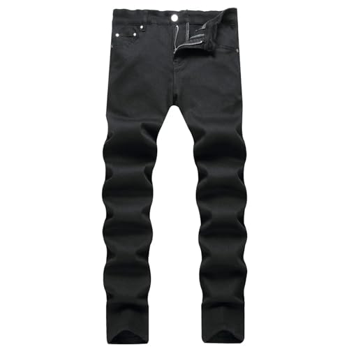 Fanlageter Jeans Herren Hose Jeanshose Herren Pure Black Jeans Casual Slim Gerade Hose 28 Schwarz von Fanlageter