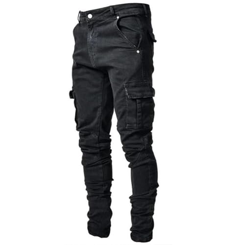 Fanlageter Jeans Herren Hose Jeanshose Herrenhose, Freizeithose Für Männer, M (Taille 80 cm), Schwarz von Fanlageter